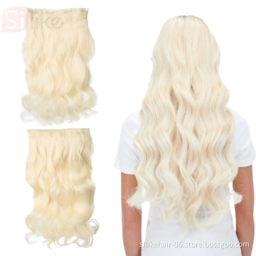 4 Clips one Piece 19 Colors Available 190g 24 inch Stretched body Wavy Clip in Synthetic Hair Extensions Heat Resistant Fiber